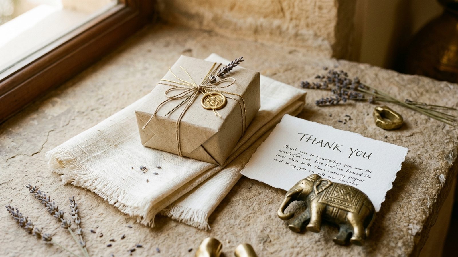 Refined thank-you gift with handwritten card